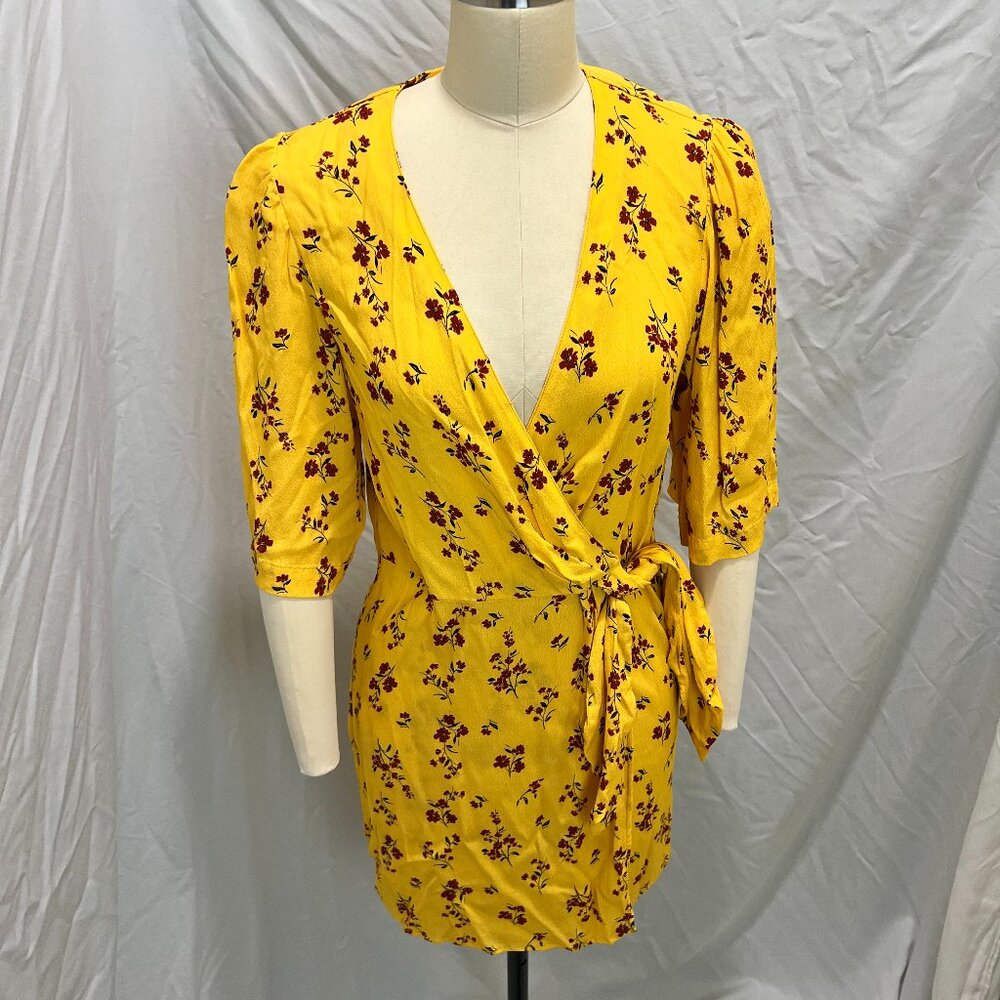 Thakoon Collective Yellow Floral Wrap Dress Size 4